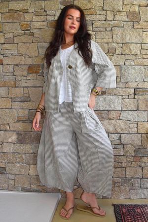 Arbi Gingham Pocket Culotte Pant Mocha